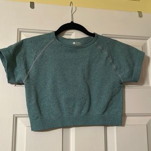 Teal workout crop top, size large